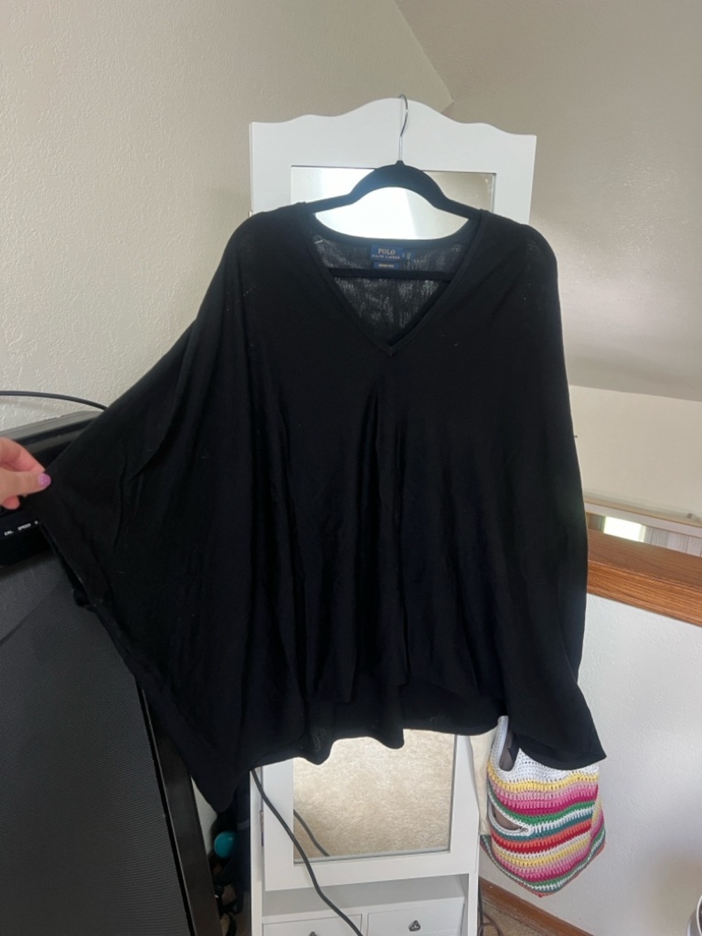 •RALPH LAUREN• Black Merino Wool V-Neck Sweater